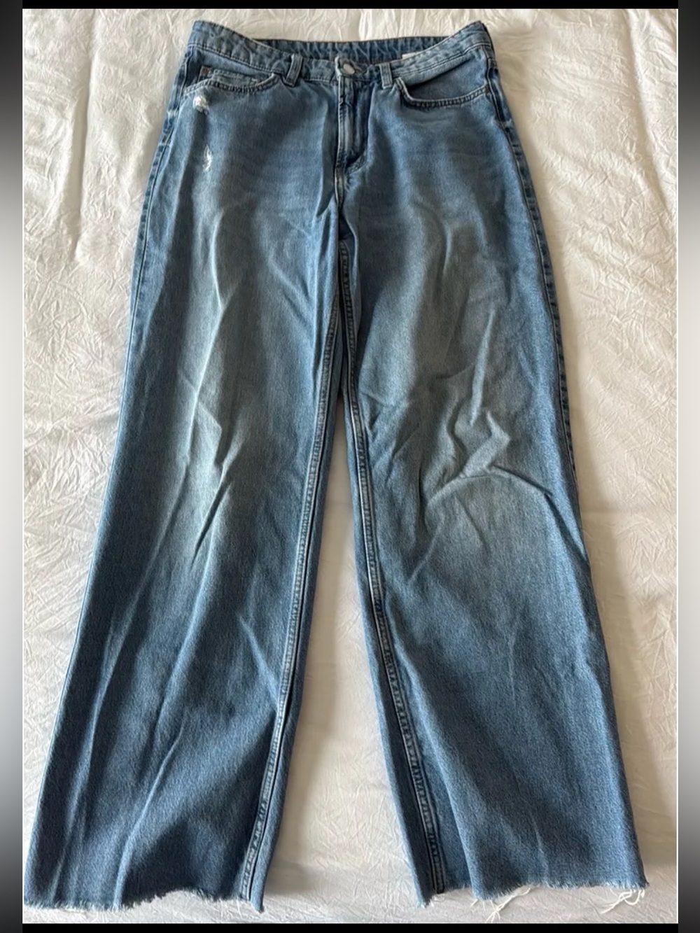 H&M Mid-Rise Wide Leg Light Blue Jeans